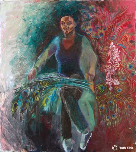 Ruth Shir A Girl with Peacock Feathers